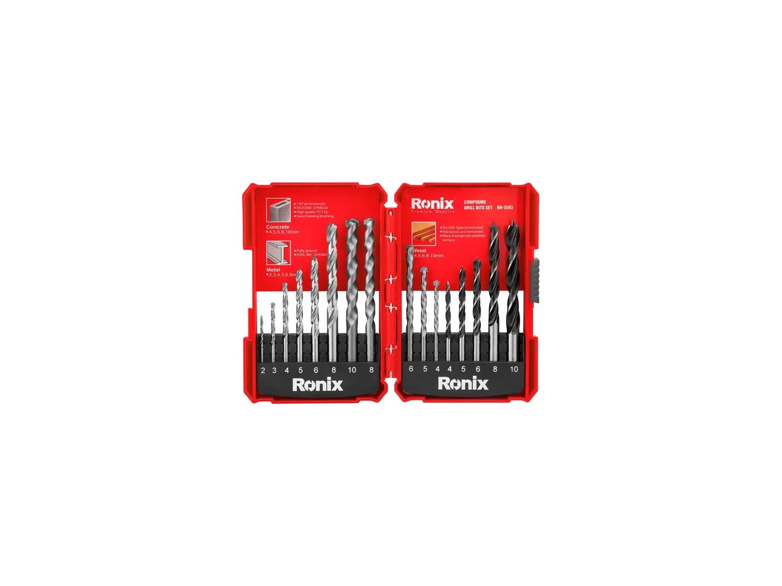 Juego de Mechas 16 Piezas para Metal Concreto y Madera Ronix RH5583