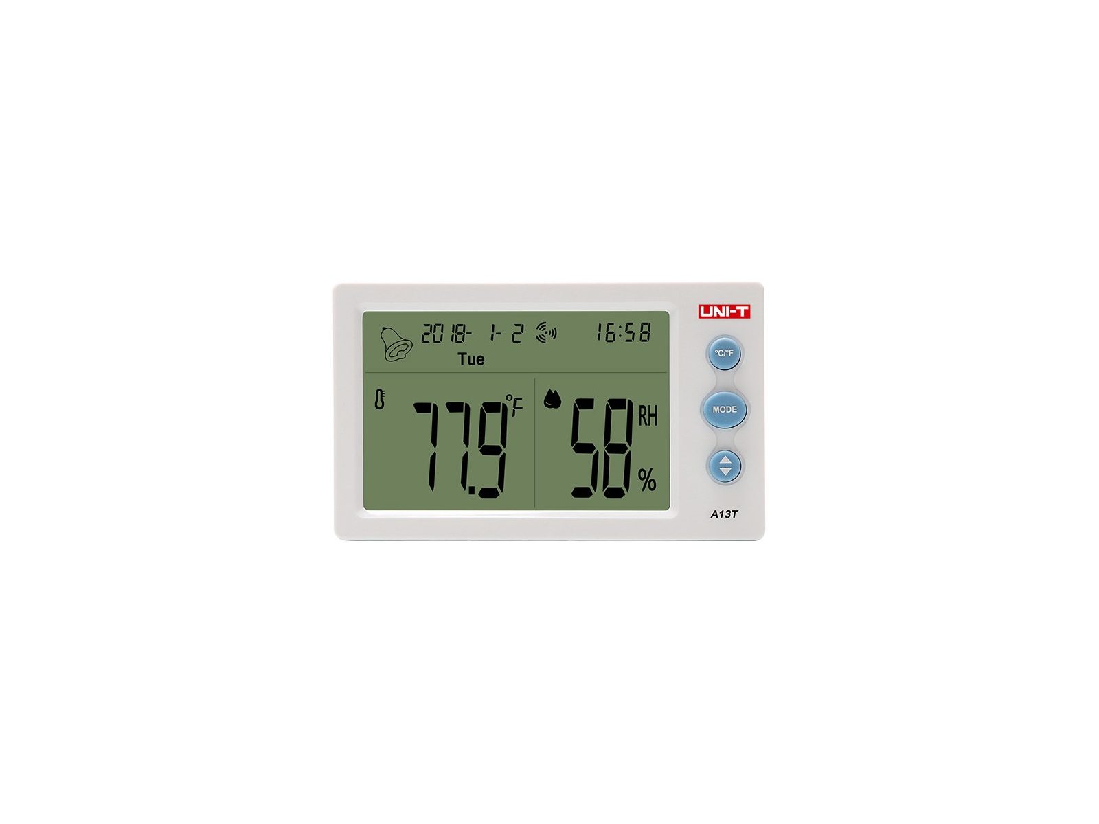 UNI-T A13T Termohigrómetro con Reloj y Alarma